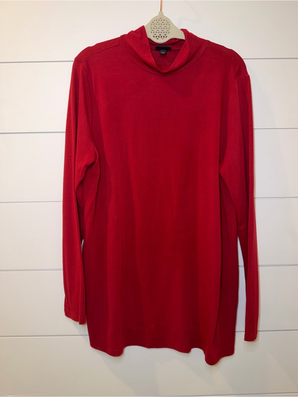 Torrid Size 2 2X Red Mock Neck Top Long Sleeve Tunic Knit Plus Minimalist Basic